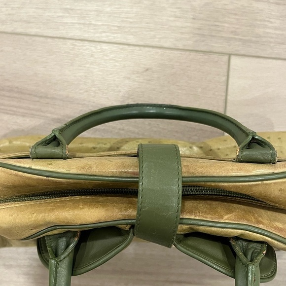 Christian Dior Rare Ostrich Saddle Green Bowler Bag - Picture 11 of 16